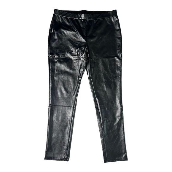 NEW Studio 1886 Faux LEATHER LEGGINGS XL US 16 Pant Black Soft Polyester Vinyl - Picture 9 of 11